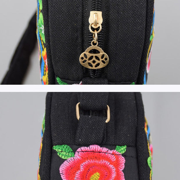 Buddha Stones Money Tree Galsang Inula Flower Peony Rose Peacock Double-Sided Embroidery Canvas Shopping Purse Handbag Crossbody Bag Crossbody Bag&Shoulder Bag BS 14