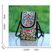 Buddha Stones Inula Flower Rose Embroidery Canvas Backpack Crossbody Bag Crossbody Bag&Shoulder Bag BS 5