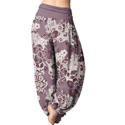 Buddha Stones Peony Dandelion Flowers Women's Elastic Waist Harem Pants