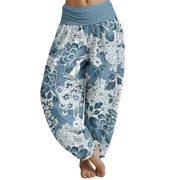 Buddha Stones Peony Dandelion Flowers Women's Elastic Waist Harem Pants Women's Harem Pants BS SkyBlue US22，UK/AU26，EU54 (6XL)