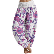 Buddha Stones Sunflower Pattern Women's Elastic Waist Harem Pants Women's Harem Pants BS Violet US22，UK/AU26，EU54 (6XL)