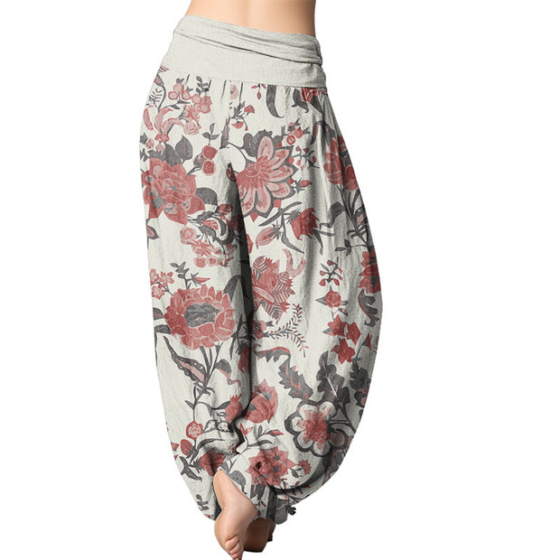 Buddha Stones Sunflower Pattern Women's Elastic Waist Harem Pants Women's Harem Pants BS 9