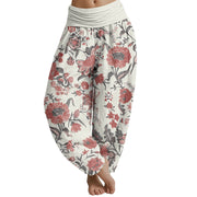 Buddha Stones Sunflower Pattern Women's Elastic Waist Harem Pants Women's Harem Pants BS LavenderBlush US22，UK/AU26，EU54 (6XL)