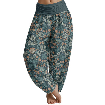 Buddha Stones Casual Flower Vine Leaves Pattern Women's Elastic Waist Harem Pants Women's Harem Pants BS LightSlateGray US22，UK/AU26，EU54 (6XL)