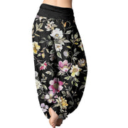 Buddha Stones Elegant Flower Design Women's Elastic Waist Harem Pants Women's Harem Pants BS 2