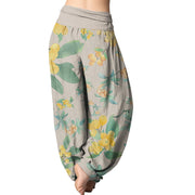 Buddha Stones Casual Loquat Pattern Women's Elastic Waist Harem Pants Women's Harem Pants BS 2