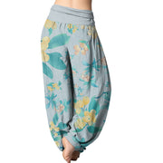 Buddha Stones Casual Loquat Pattern Women's Elastic Waist Harem Pants Women's Harem Pants BS 9