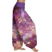 Buddha Stones Koi Fish Lotus Moon Stars Pattern Women's Elastic Waist Harem Pants Women's Harem Pants BS 5