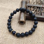 Buddha Stones Lava Rock Goldstone Blue Sandstone Healing Bracelet Bracelet BS Blue Sandstone Lava Rock 8mm