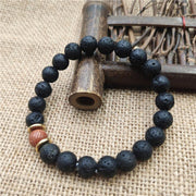 Buddha Stones Lava Rock Goldstone Blue Sandstone Healing Bracelet Bracelet BS Goldstone Lava Rock 8mm