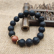 Buddha Stones Lava Rock Goldstone Blue Sandstone Healing Bracelet