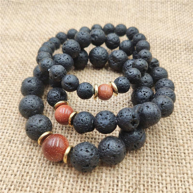 FREE Today: Support Healing Lava Rock Goldstone Blue Sandstone Bracelet