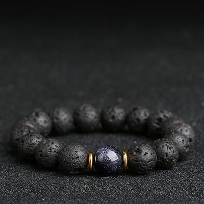 Buddha Stones Lava Rock Goldstone Blue Sandstone Healing Bracelet Bracelet BS main