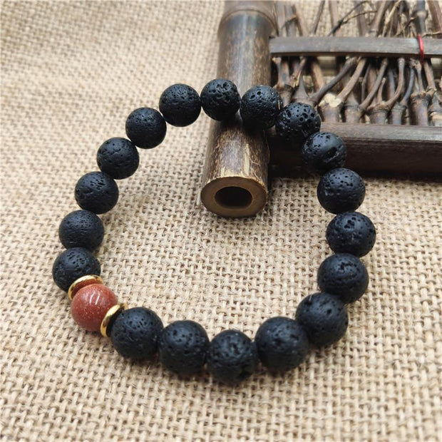 FREE Today: Support Healing Lava Rock Goldstone Blue Sandstone Bracelet