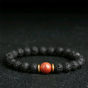 Buddha Stones Lava Rock Goldstone Blue Sandstone Healing Bracelet