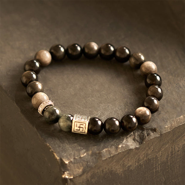 FREE Today: Strength And Courage Black Obsidian Eagle's Eye Stone Bracelet