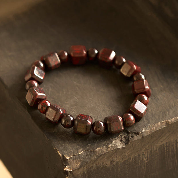 Buddha Stones Bloodstone Strength Bracelet Bracelet BS Bloodstone(Wrist Circumference: 14-16cm)