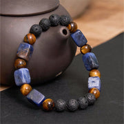 Buddha Stones Various Crystals Cube Amethyst Lava Rock Support Bracelet