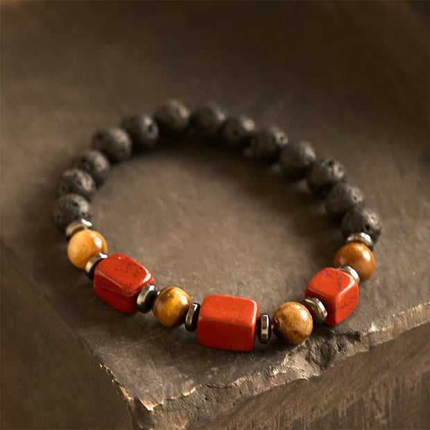 Buddha Stones Various Crystals Lava Rock Calm Bracelet