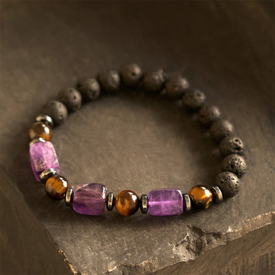 Buddha Stones Various Crystals Lava Rock Calm Bracelet