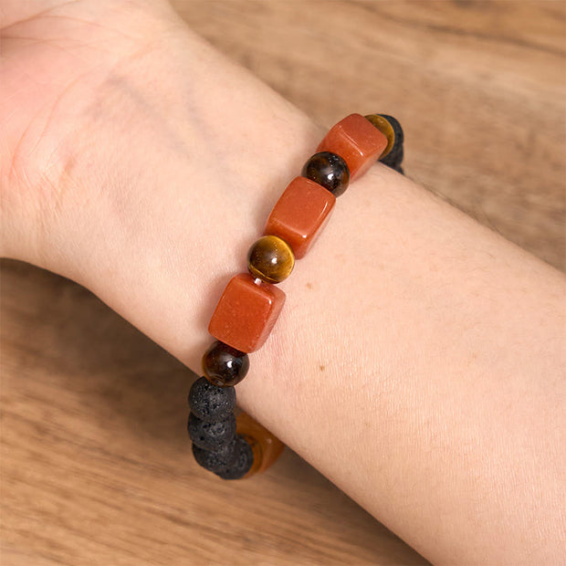 Buddha Stones Various Crystals Lava Rock Calm Bracelet