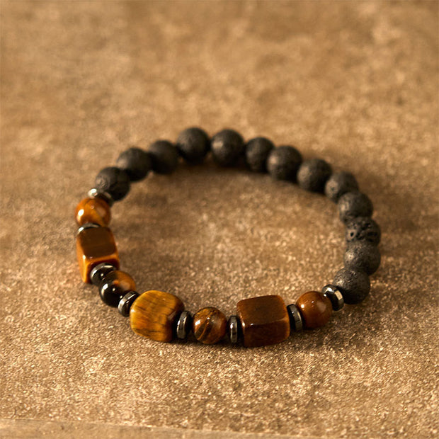 Buddha Stones Various Crystals Lava Rock Calm Bracelet