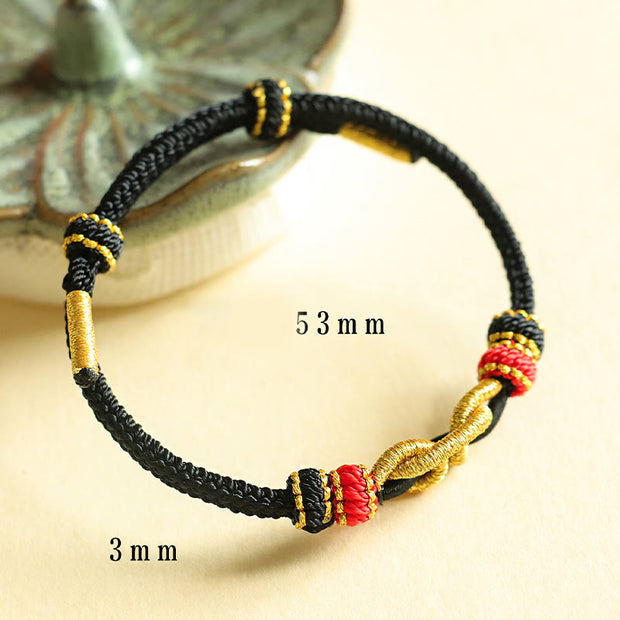 Buddha Stones Handmade Ingot Pattern Braided String Protection Bracelet Bracelet BS 9