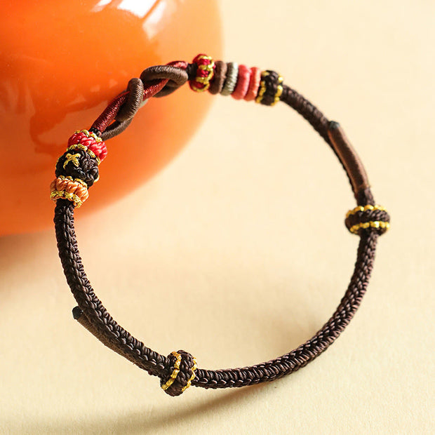 Buddha Stones Handmade Ingot Pattern Braided String Protection Bracelet Bracelet BS 11