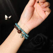 FREE Today: Good Luck Blue Chalcedony Green Sandalwood Small Leaf Red Sandalwood Double Wrap Bracelet