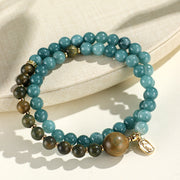 FREE Today: Good Luck Blue Chalcedony Green Sandalwood Small Leaf Red Sandalwood Double Wrap Bracelet