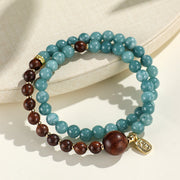 FREE Today: Good Luck Blue Chalcedony Green Sandalwood Small Leaf Red Sandalwood Double Wrap Bracelet