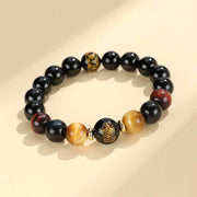 FREE Today: Fortune Support Black Onyx Tiger Eye Om Mani Padme Hum Chinese Zodiac Natal Buddha Bracelet