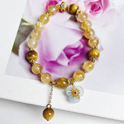 Buddha Stones Citrine Tiger Eye  Flower Tassel New Chinese Style Bracelet