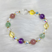 Buddha Stones PI XIU White Crystal Citrine Green Strawberry Quartz Amethyst Luck Bracelet