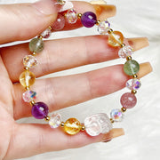 Buddha Stones PI XIU White Crystal Citrine Green Strawberry Quartz Amethyst Luck Bracelet