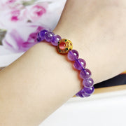 Buddha Stones Amethyst Peach Blossom Fortune Meditation Bracelet