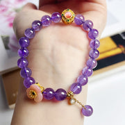 Buddha Stones Amethyst Peach Blossom Fortune Meditation Bracelet