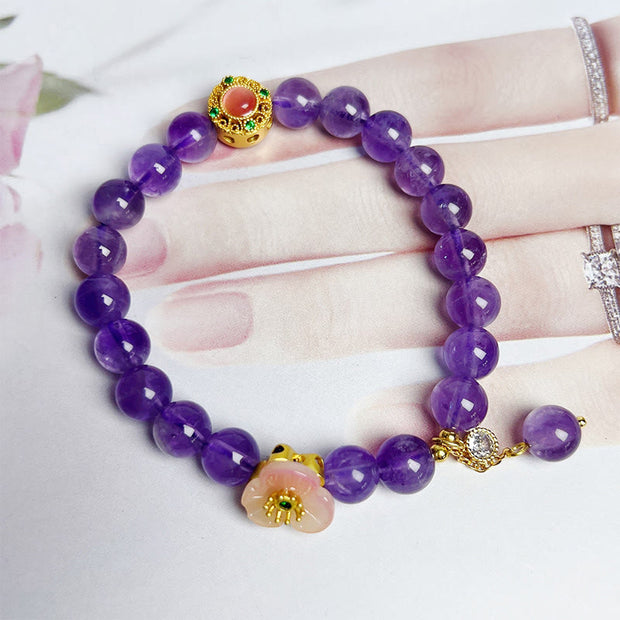 Buddha Stones Amethyst Peach Blossom Fortune Meditation Bracelet