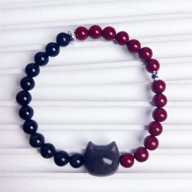 Buddha Stones Black Obsidian Cinnabar Fulfilment Bracelet