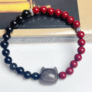 Buddha Stones Black Obsidian Cinnabar Fulfilment Bracelet