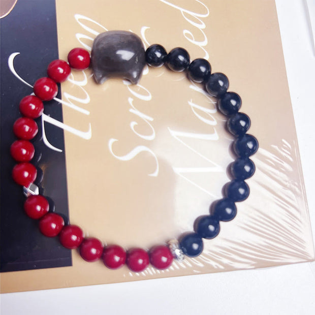 Buddha Stones Black Obsidian Cinnabar Fulfilment Bracelet