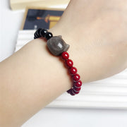 Buddha Stones Black Obsidian Cinnabar Fulfilment Bracelet