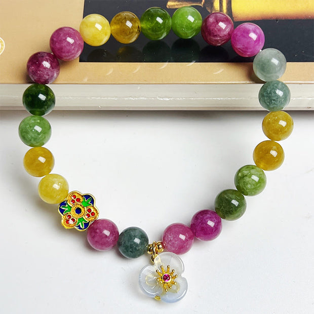 Buddha Stones Tourmaline Wisdom Flower Bracelet