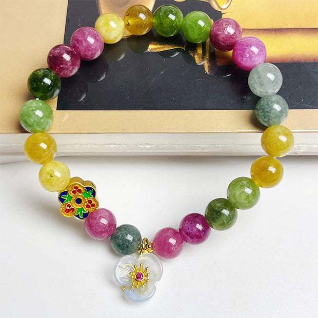 Buddha Stones Tourmaline Wisdom Flower Bracelet