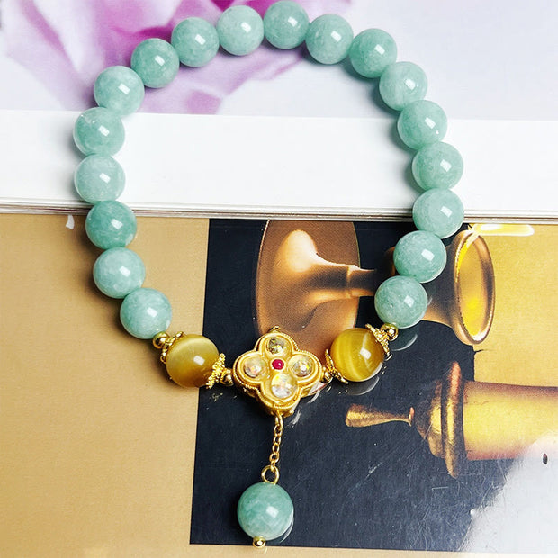 Buddha Stones Jade Yellow Tiger Eye Prosperity Bracelet