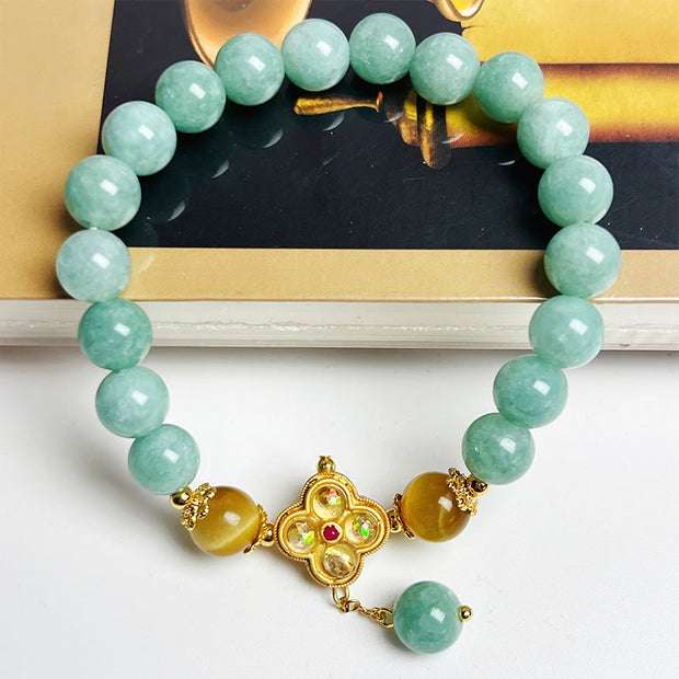 Buddha Stones Jade Yellow Tiger Eye Prosperity Bracelet