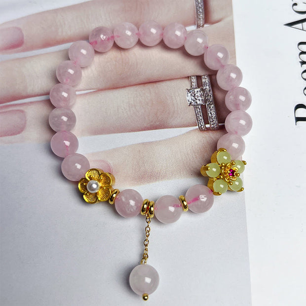 Buddha Stones Pink Crystal Copper Citrine Warmth Bracelet