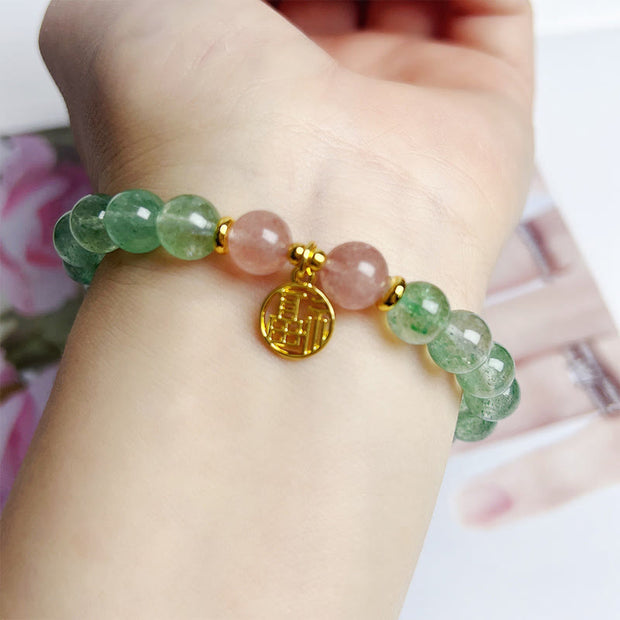 Buddha Stones Natural Green Strawberry Quartz Soothing Bracelet