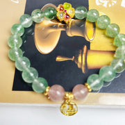 Buddha Stones Natural Green Strawberry Quartz Soothing Fu Character Bracelet