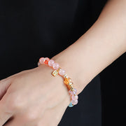 Buddha Stones Various Crystal  Pink Crystal Amethyst  Year Of The Snake Lucky Bracelet